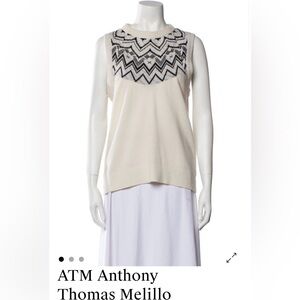 ATM Anthony Thomas Melillo Cream and Black Patterned Tunic